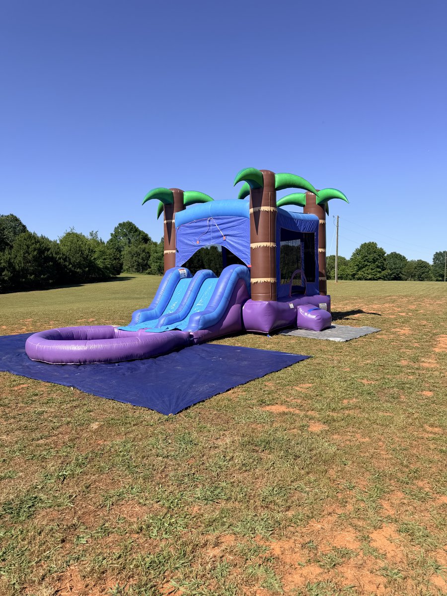 Tropical Combo - bounce house with dual lane slide and splash pool